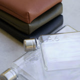 Camera Bag water bottle in two sizes with matching vegan leather sleeves in tan, olive and black