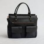 Avana Camera handbag - front view in black vegan leather