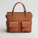 Avana Camera Handbag - front view in tan vegan leather