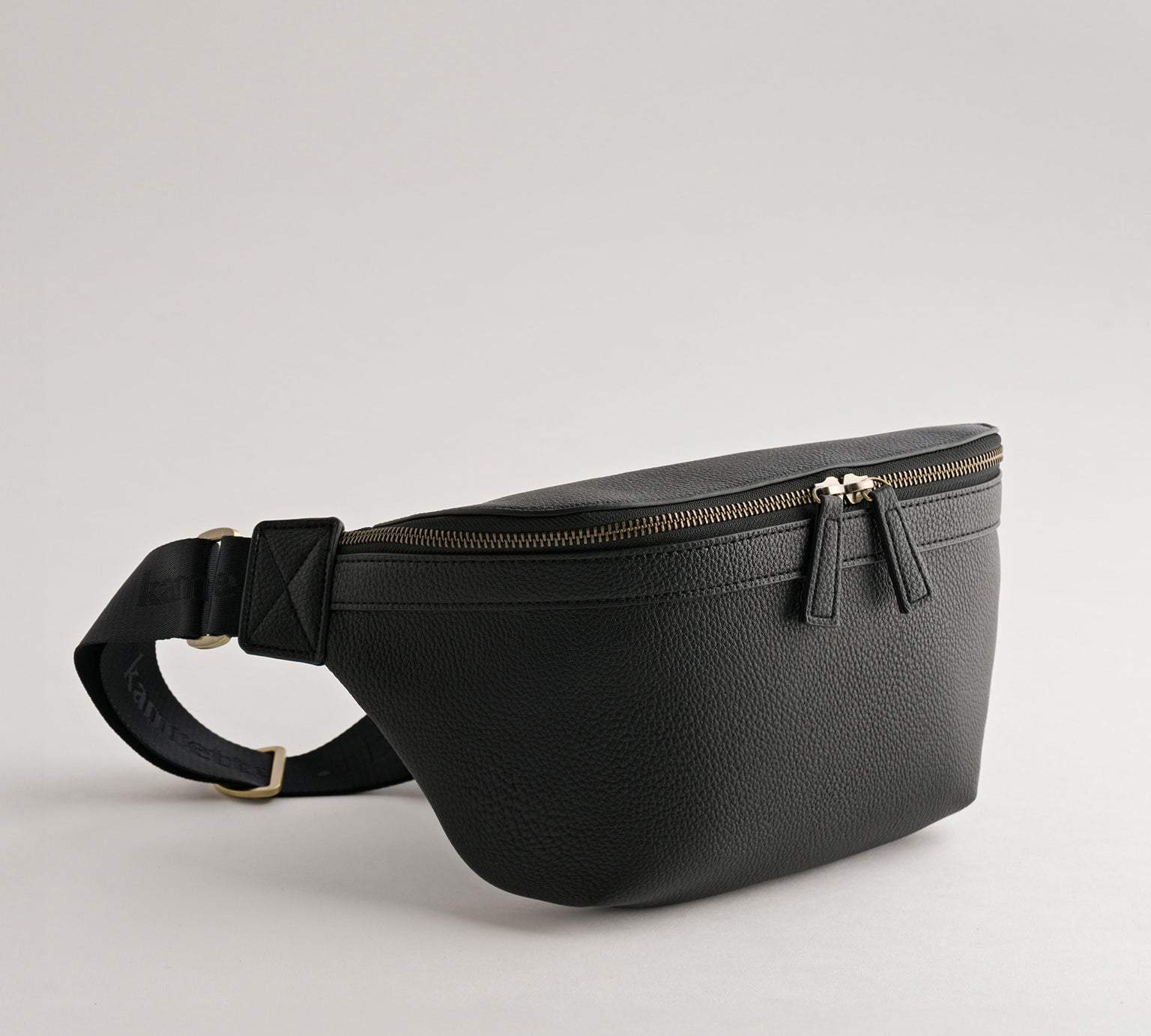 Versa Camera Crossbody - front view  of fanny pack in black vegan leather