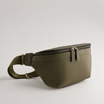 Versa Camera Crossbody - front view  of fanny pack in olive vegan leather