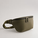 Versa Camera Crossbody - front view  of fanny pack in olive vegan leather